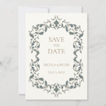 Elegante, verzierte Scroll-Design-Save-the-Date-Ka