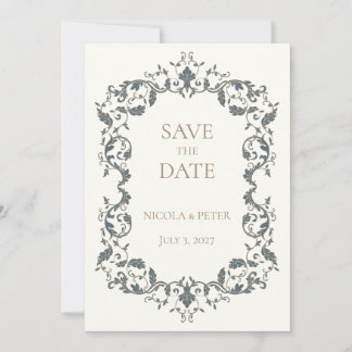 Elegante, verzierte Scroll-Design-Save-the-Date-Ka