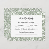 Elegante Verzierte Swirl Sage Green Floral RSVP Ka (Vorne/Hinten)
