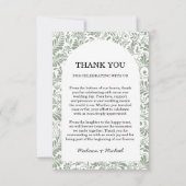 Elegante Verzierte Swirl Sage Green Floral Wedding Dankeskarte (Vorderseite)
