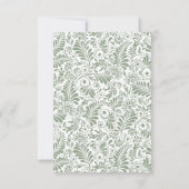 Elegante Verzierte Swirl Sage Green Floral Wedding Dankeskarte (Rückseite)