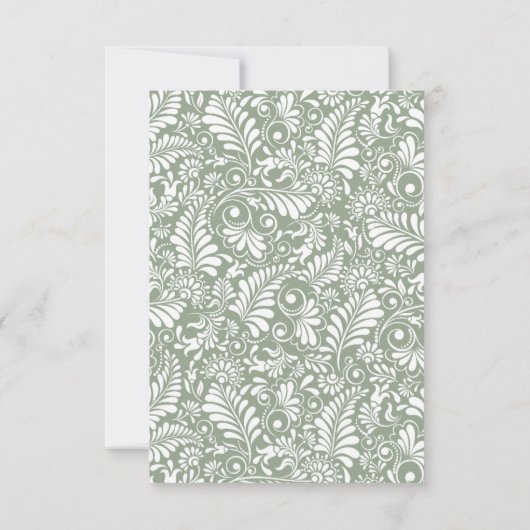 Elegante Verzierte Swirl Sage Green Floral Wedding Save The Date (Rückseite)