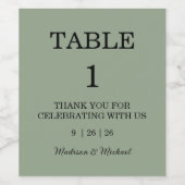 Elegante Verzierte Swirl Sage Green Floral Wedding Weinetikett (Einzelnes Label)