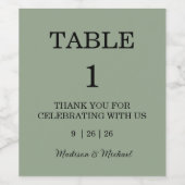 Elegante Verzierte Swirl Sage Green Floral Wedding Weinetikett (Einzelnes Label)