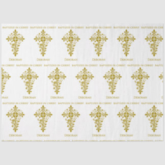 Elegante Verzierte Taufe Seidenpapier