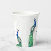 Elegante Verzierte Wasserfarbenpfauenhochzeit Pappbecher (Rechts)