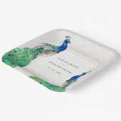 Elegante Verzierte Wasserfarbenpfauenhochzeit Pappteller (Gewinkelt)