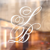 Elegante Verzierte White Script Monogram Wedding Fensteraufkleber (Blatt 2)