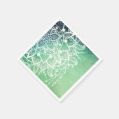 Elegante Verzierte Zen Mandala Rosette Grüntöne Serviette (Ecke)