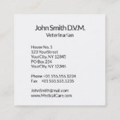 Elegante Veterinärmedizin Asclepius Vet Gold V Quadratische Visitenkarte (Rückseite)
