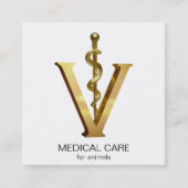 Elegante Veterinärmedizin Asclepius Vet Gold V Quadratische Visitenkarte (Vorderseite)