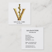 Elegante Veterinärmedizin Asclepius Vet Gold V Quadratische Visitenkarte (Vorne/Hinten)