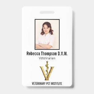 Elegante Veterinärmedizin Gold V Tierarzt Foto-I Ausweis