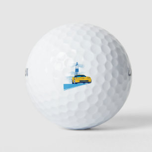 ELEGANTE VETTE AUTOMOBILE ART GOLFBALL