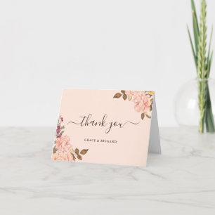 Elegante Victoria Blush Gold Blumenkarte Danke Kar