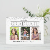 Elegante Vier Foto Abschluss Postkarte (Stehend Vorderseite)