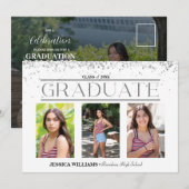 Elegante Vier Foto Abschluss Postkarte (Vorne/Hinten)