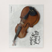 Elegante Vignetted Violin on Slate Tile Puzzle (Vertikal)