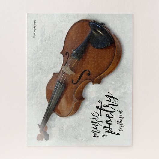 Elegante Vignetted Violin on Slate Tile Puzzle (Vertikal)