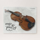 Elegante Vignetted Violin on Slate Tile Puzzle (Horizontal)