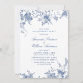 Elegante Viktorianisch Blue Floral ENGAGEMENT PART Einladung (Vorderseite)