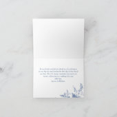 Elegante Viktorianisch Blue French Floral Wedding Dankeskarte (Innenseite)