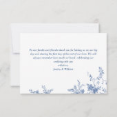Elegante Viktorianisch Blue French Floral Wedding Dankeskarte (Rückseite)