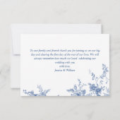 Elegante Viktorianisch Blue French Floral Wedding Dankeskarte (Rückseite)