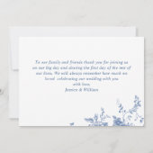 Elegante Viktorianisch Blue French Floral Wedding Dankeskarte (Rückseite)