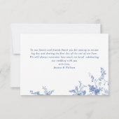 Elegante Viktorianisch Blue French Floral Wedding Dankeskarte (Rückseite)