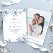 Elegante Viktorianisch Blue French Floral Wedding Einladung