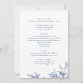 Elegante Viktorianisch Blue French Floral Wedding Einladung (Rückseite)