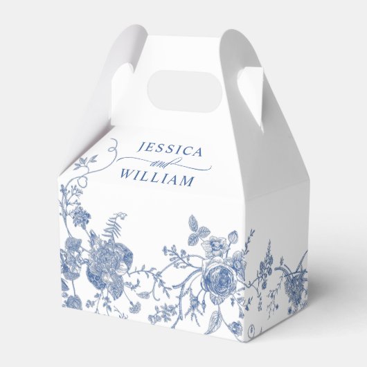 Elegante Viktorianisch Blue French Floral Wedding Geschenkschachtel (Vorderseite)