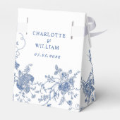 Elegante Viktorianisch Blue French Floral Wedding Geschenkschachtel (Rückseite)