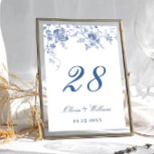 Elegante Viktorianisch Blue French Floral Wedding Tischnummer