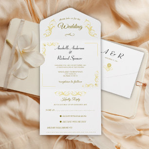 Elegante viktorianische All-in-One-Hochzeit All In One Einladung