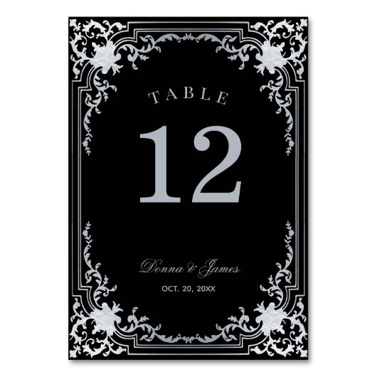 Elegante Viktorianische Alte Hochzeit Tischnummer (Vorderseite)