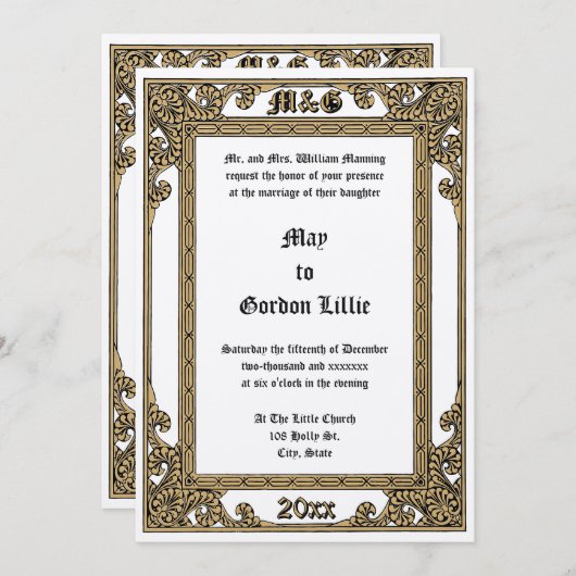 Elegante Viktorianische Ära 1877 Einladung (Vorne/Hinten)