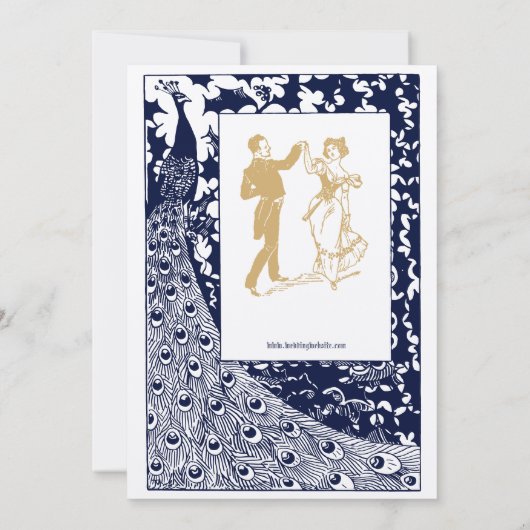 Elegante Viktorianische Ära Jugendstil Pfauenhochz Einladung (Rückseite)