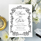 Elegante viktorianische Blumen-QR-Code-Hochzeit Save The Date