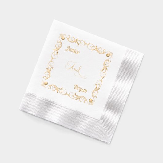 Elegante Viktorianische Braut- und Bräutigamen Servietten Mit Folie (Links)