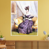 Elegante Viktorianische Dame mit Teacup - Vintage Leinwanddruck (Insitu (Wohnzimmer))