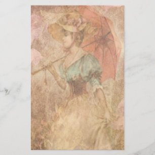 Elegante viktorianische Dame Umbrella Stationery Briefpapier
