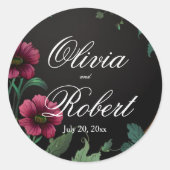 Elegante viktorianische, dunkelgrüne Rosa-Blüte Runder Aufkleber (Vorderseite)