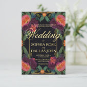 Elegante Viktorianische, dunkelrosa Magenta Einladung (Stehend Vorderseite)