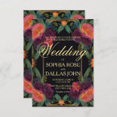 Elegante Viktorianische, dunkelrosa Magenta Einladung (Vorne/Hinten)