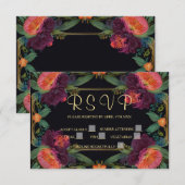 Elegante Viktorianische, dunkelrosa Magenta RSVP Karte (Vorne/Hinten)