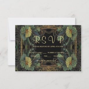 Elegante viktorianische, dunkle Botanisch RSVP Karte