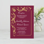 Elegante Viktorianische Empfang Hochzeit Einladung (Stehend Vorderseite)