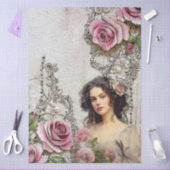 Elegante Viktorianische Era Lady Lavender Rose & S Seidenpapier (Basteln)